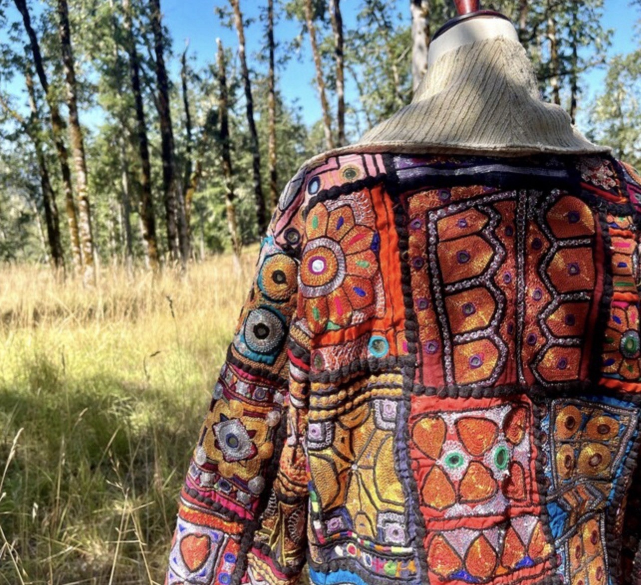 Banjara Indian Patchwork Mirrorwork Silk Colorful Rock n Roll Festival Jacket