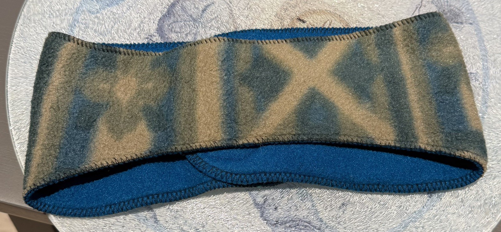 Fleece Headband Ear Warmer Adjustable Geometric Turqouise