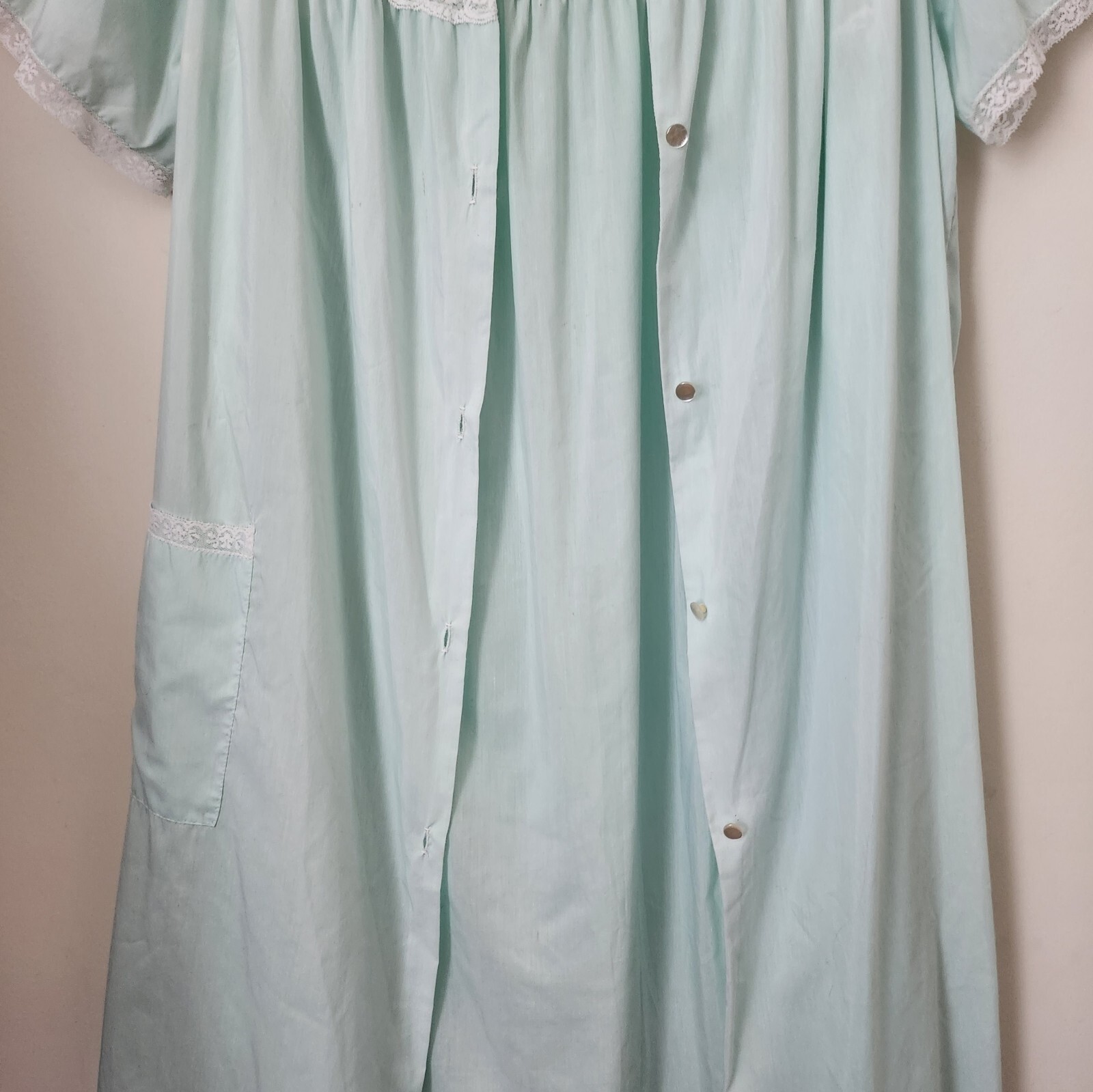 Vintage Barbizon Aqua Green Laced 2pc Robe & Sleeveless Nightgowns S/M