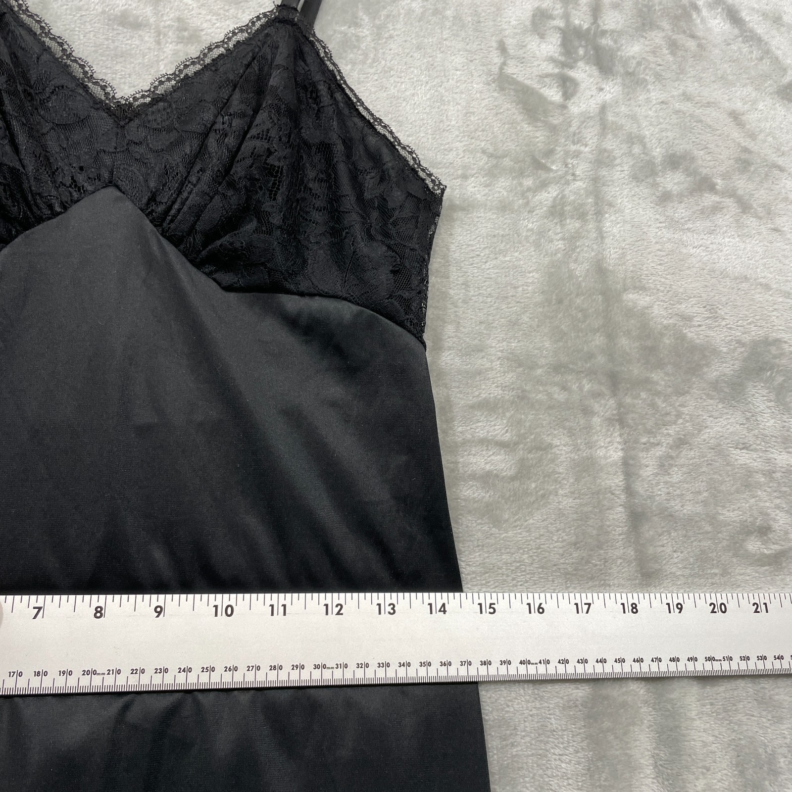Vintage Vanity Fair Slip Dress Womens 38 S Black Lace Nylon Coquette Sexy Midi