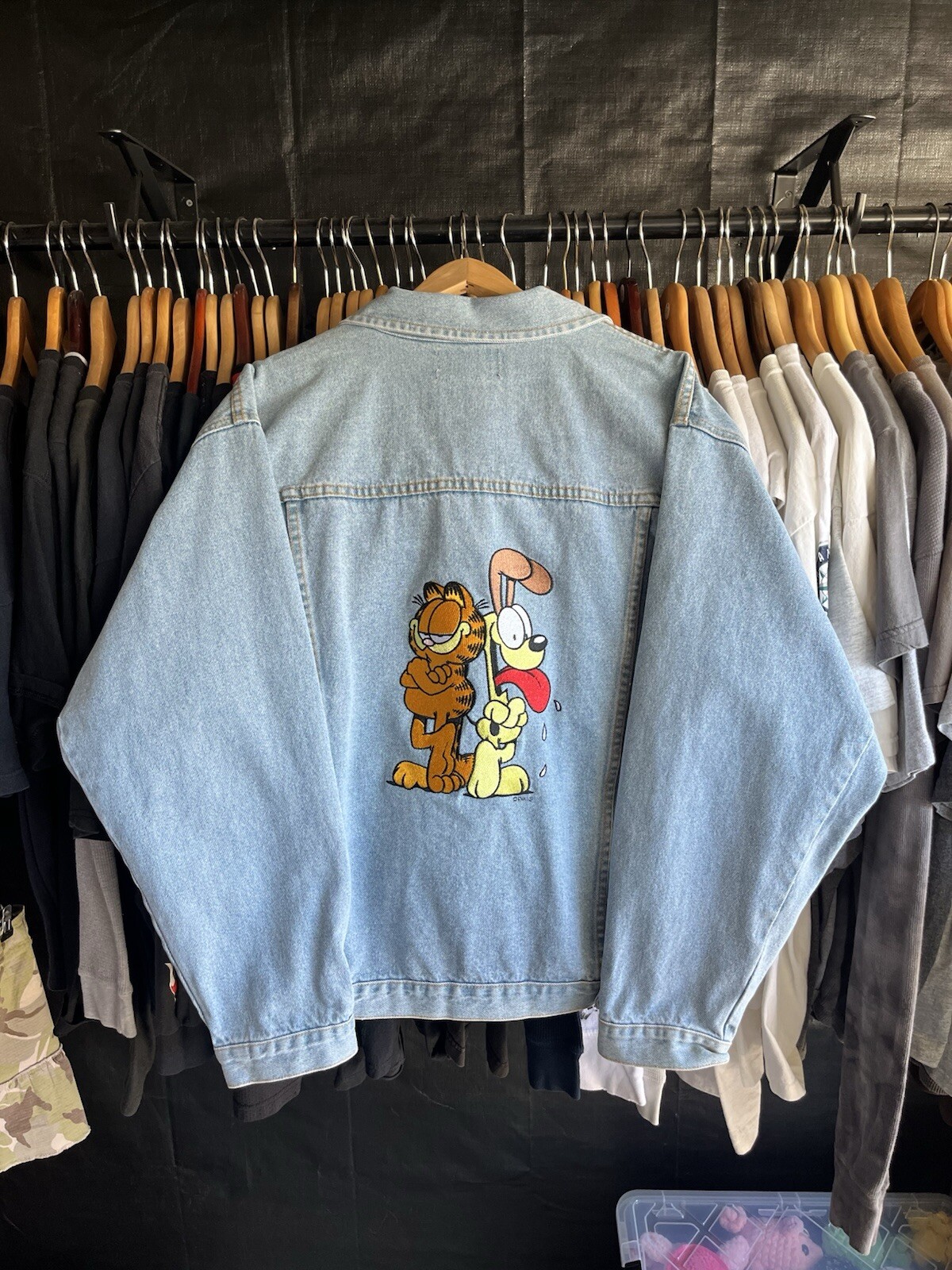 Vintage 90’s Garfield & Odie Embroidered Denim Cartoon Copa Banana Jacket
