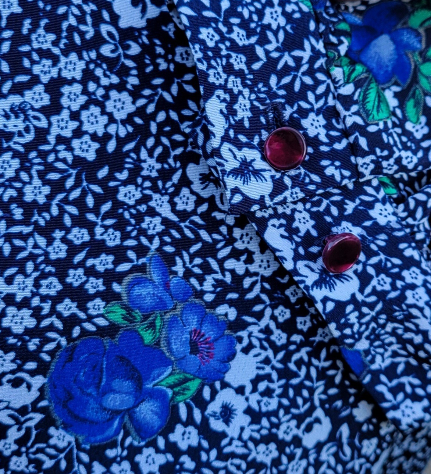 Vintage Lady Carol Of New York Belted Floral Dress Crochet Collar Made In USA