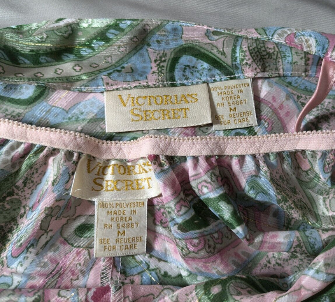 Victoria’s Secret Vintage Pajama Set French Cut Camisole Shorts Buttons Sheer M