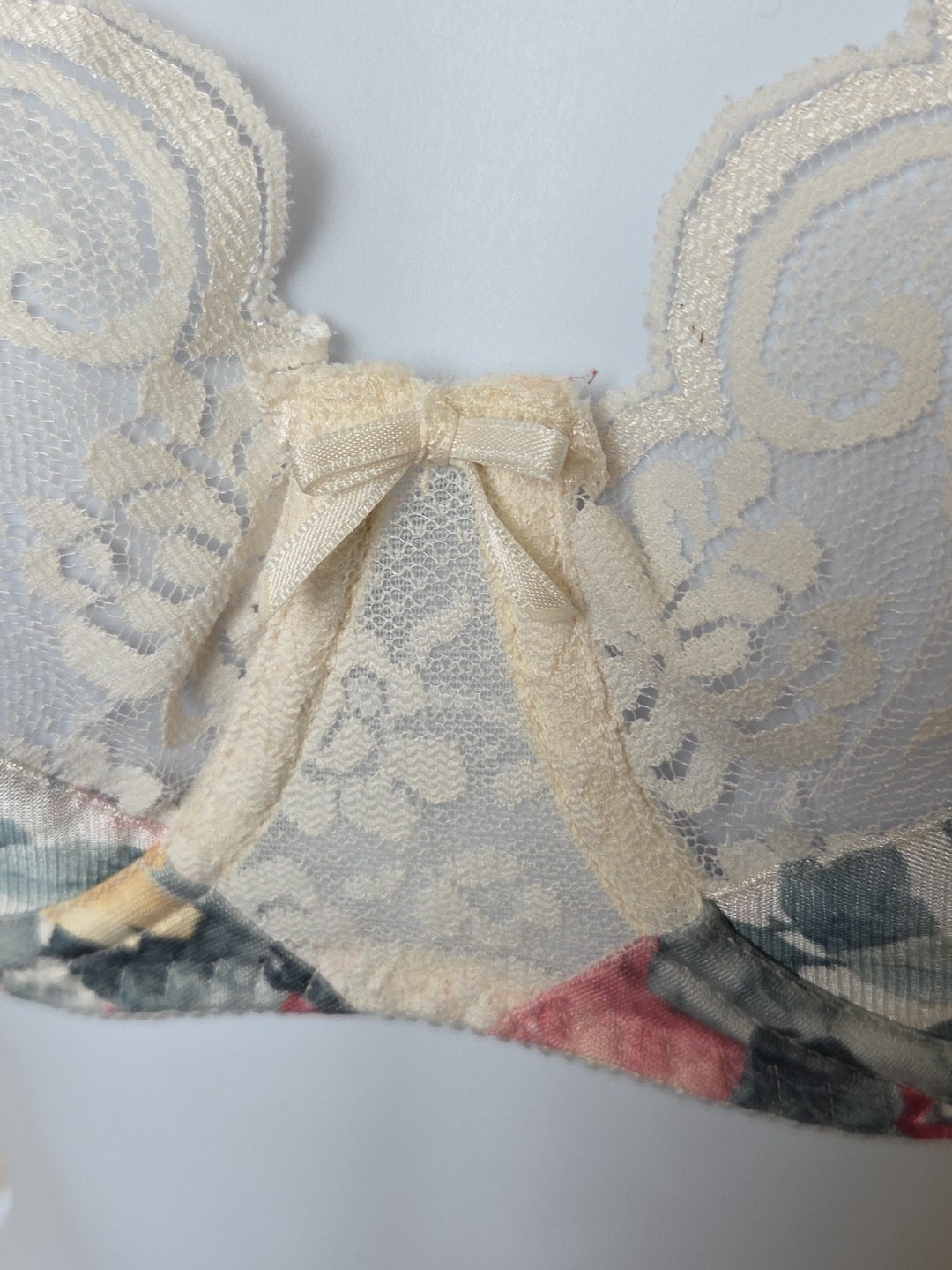 Vtg 1980s 90s Romantic Maidenform Chantilly Rose Floral Bow 7329 SIZE 34D