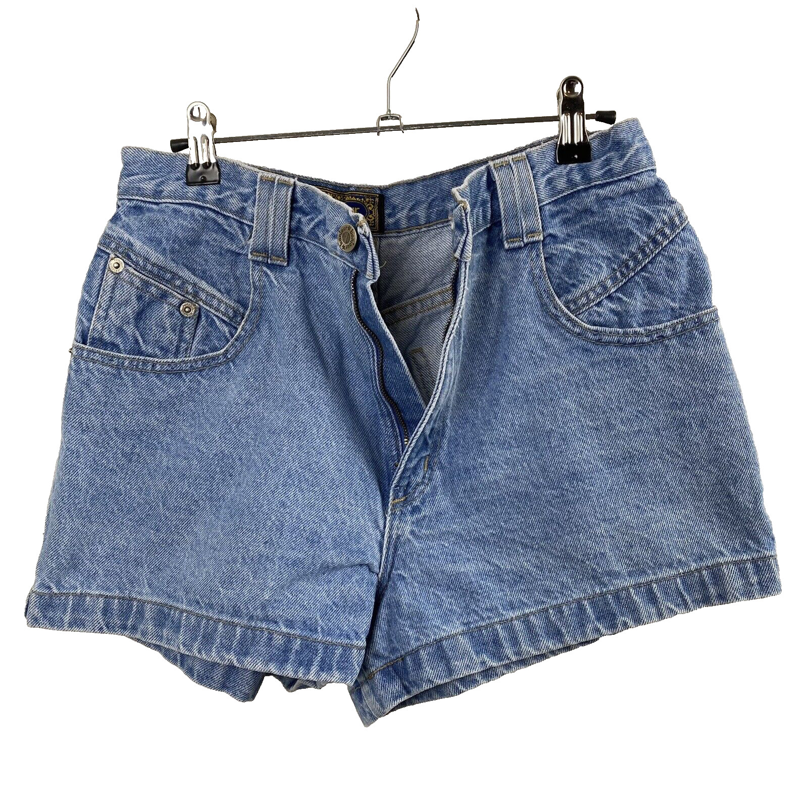 Vintage Bonjour Womens Denim Mom Jean Shorts Juniors 13 Distressed Blue Hi Rise