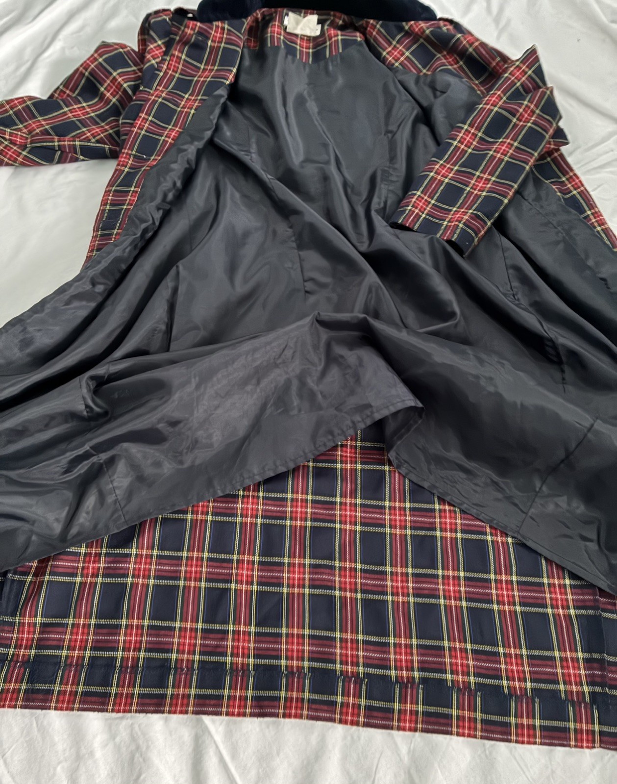 Vintage Laura Plaid 100% Cotton Dress Velvet Collar Gold Buttons USA 80s Sz 14