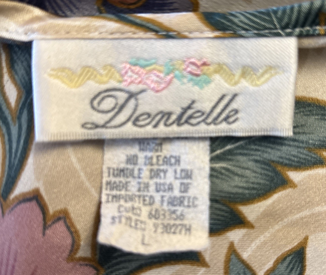 Dentelle Vintage Y2K 90s Floral Sz Large nightie Made in USA 13