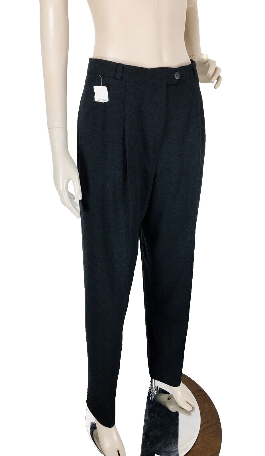 Alberto Makali Women’s Black 100% Wool High Waist Pleated Vintage Trouser Size 8