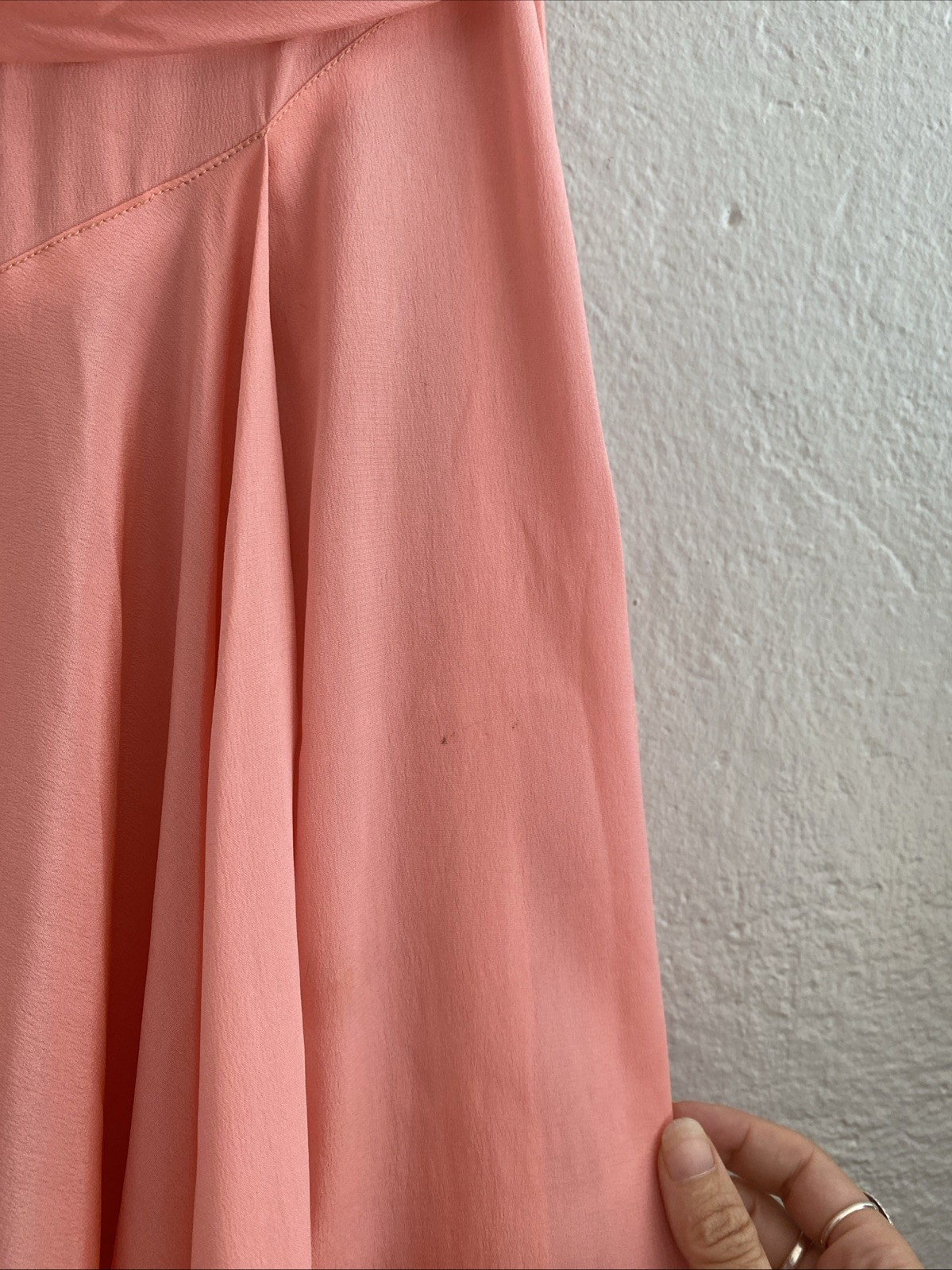 Vintage 20s 30s Pink Silk Crepe Party Dress Minimalist Deco Seams Bow Belt XS S