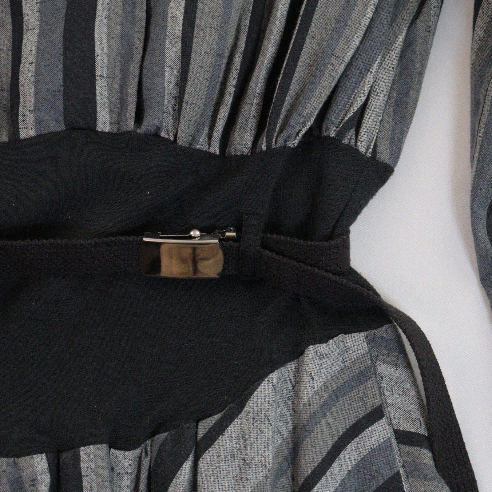 Vintage 70s Striped Dress Retro Office Cotton Casual Chic Women Sz 11/12