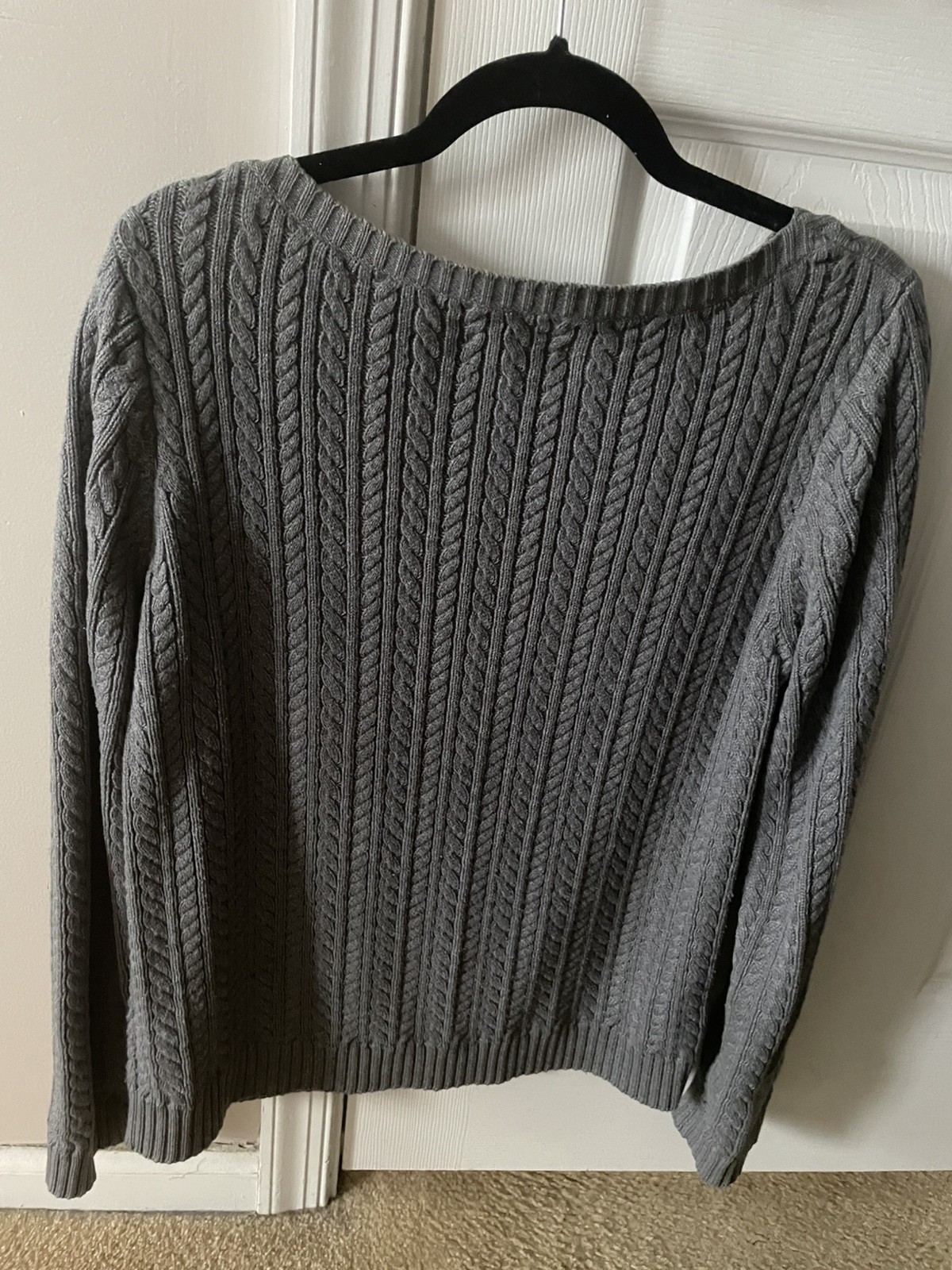 Used Ralph Lauren Cotton Cable Sweater Size M, Sophisticated Heather Dark Gray