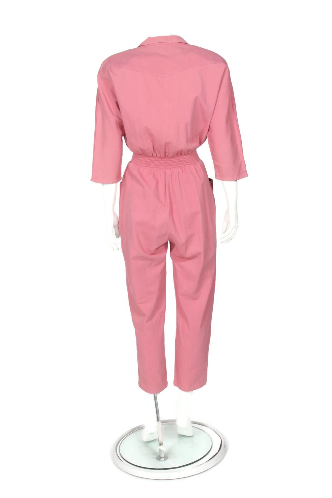 Vintage 1990s JOAN WALTERS Petite Salmon Pink Pleather Inlay Jumpsuit XS/S /166