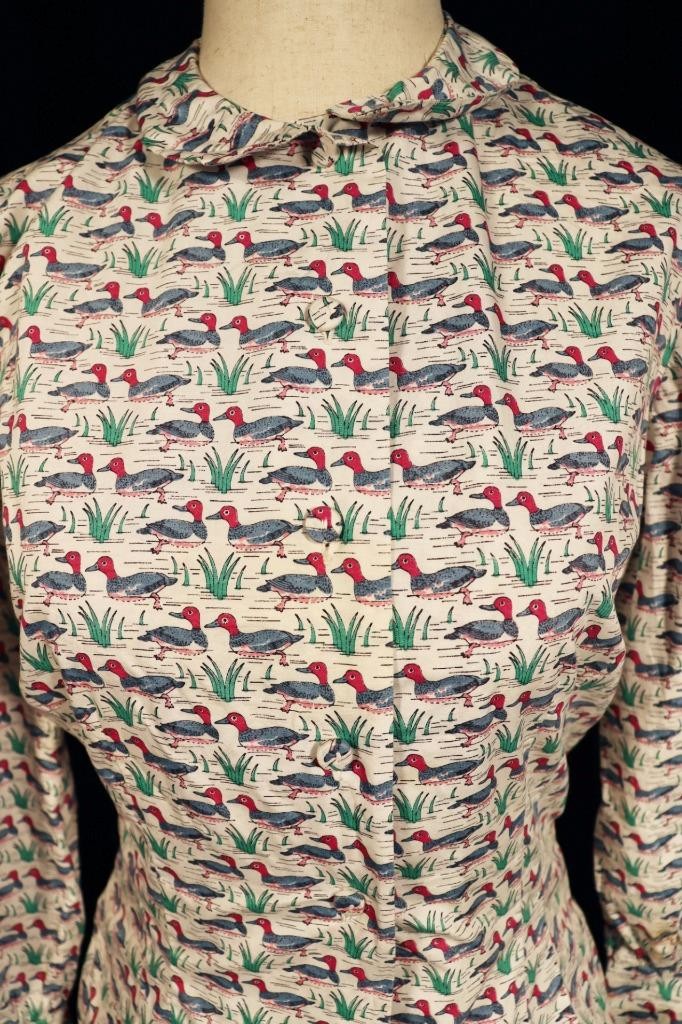 Vintage 1950’s Mc Mullen Duck Print Cotton Blouse Size Medium Exc Condition
