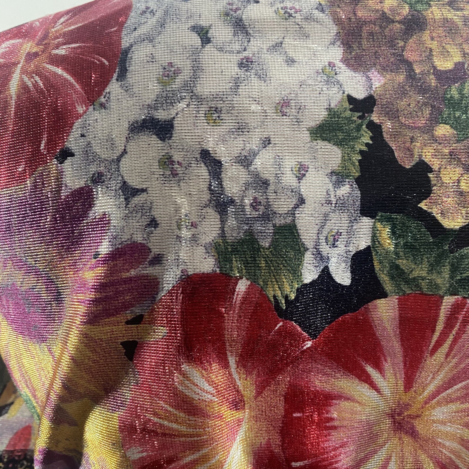 Vtg Floral Satin Kimono Robe Womans Sz Med Lace Trim Sash Feather Bed Intamate