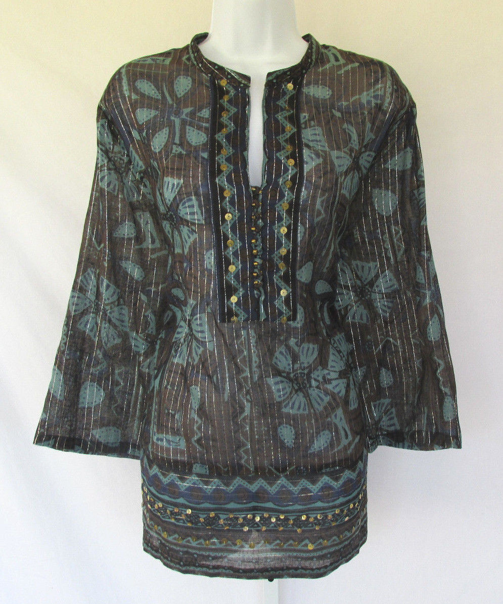 VINTAGE 1990s MILLENIUM COTTON SEQUIN BRASS BUTTON TOP BROCADE THREAD SIZE 18/20