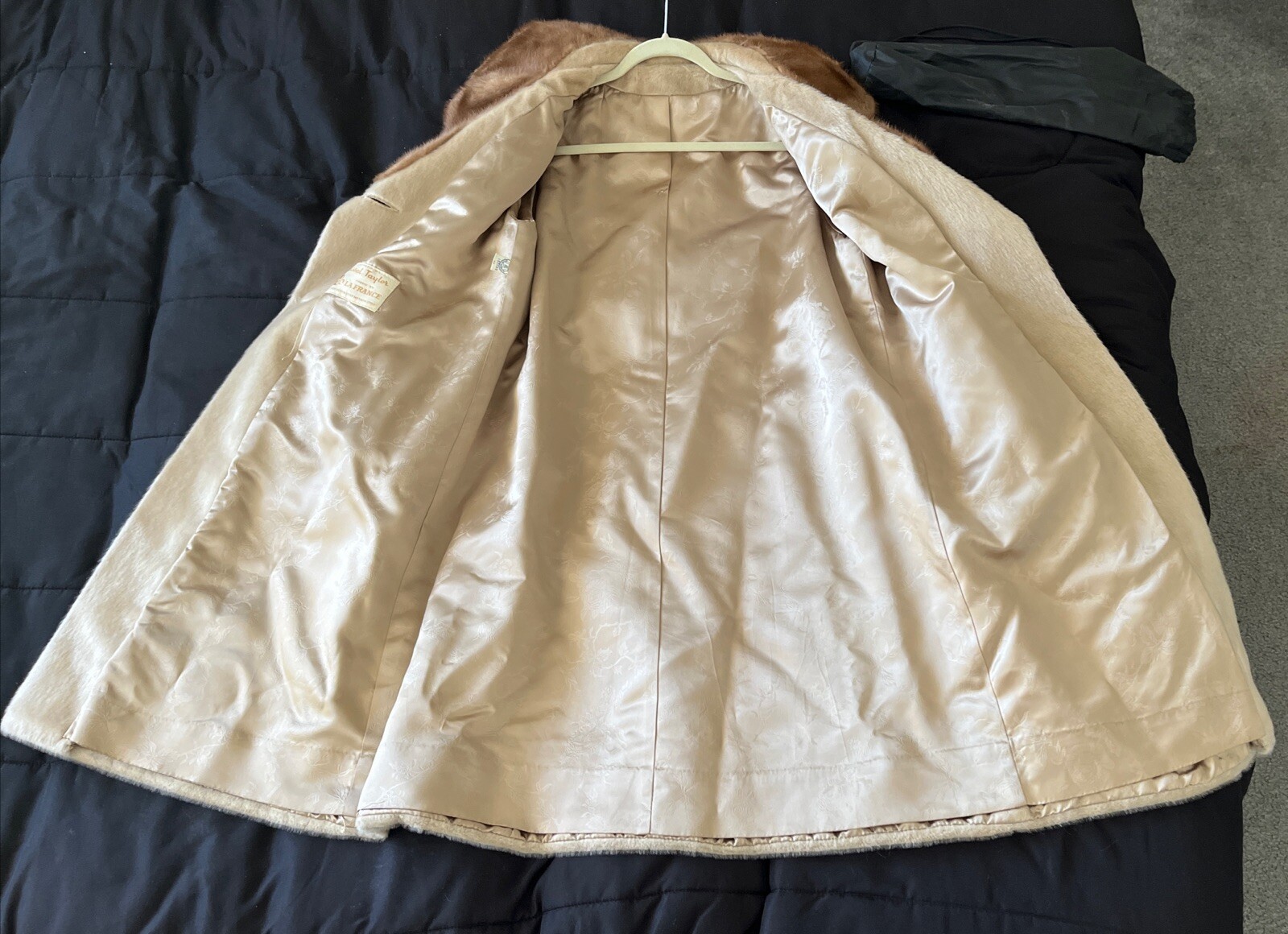 Vintage 60s La France Russel Taylor Brown and Tan Faux Fur Coat Large