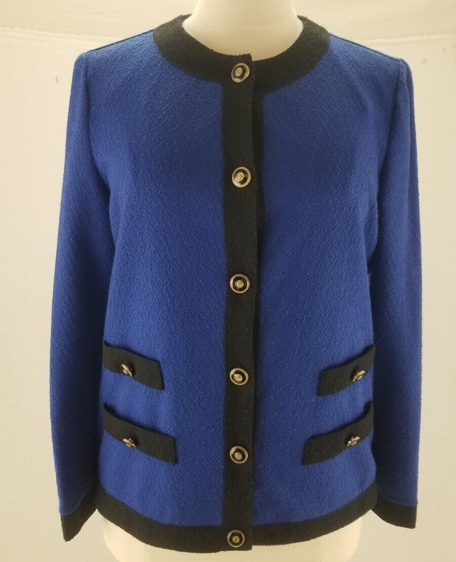 Vintage Pablo Collection Blue Button-Up Jacket Blazer Size 10 Polyester Made USA