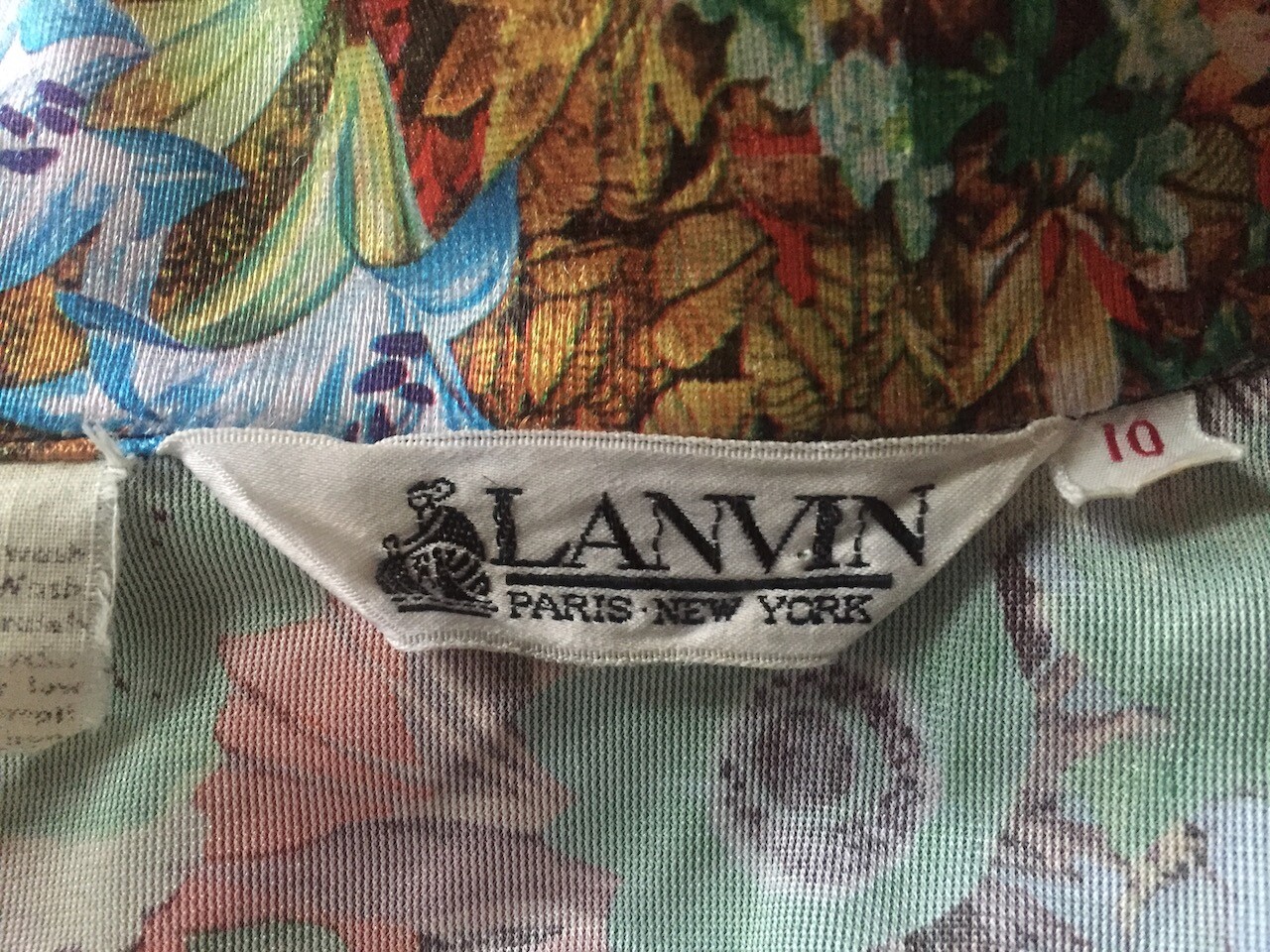 Rare Vintage 1970s Lanvin Paris Shirt Top Blouse Floral Button 10