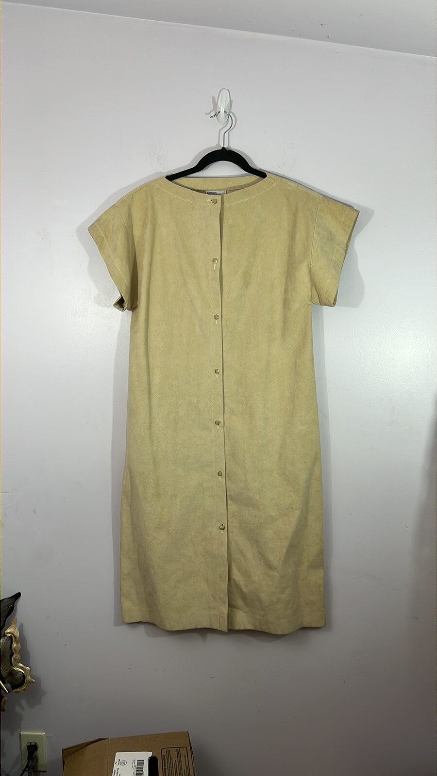 VTG Samuel Robert By Peter Hatsi Androu Ultra Suede shift Dress light tan, 10