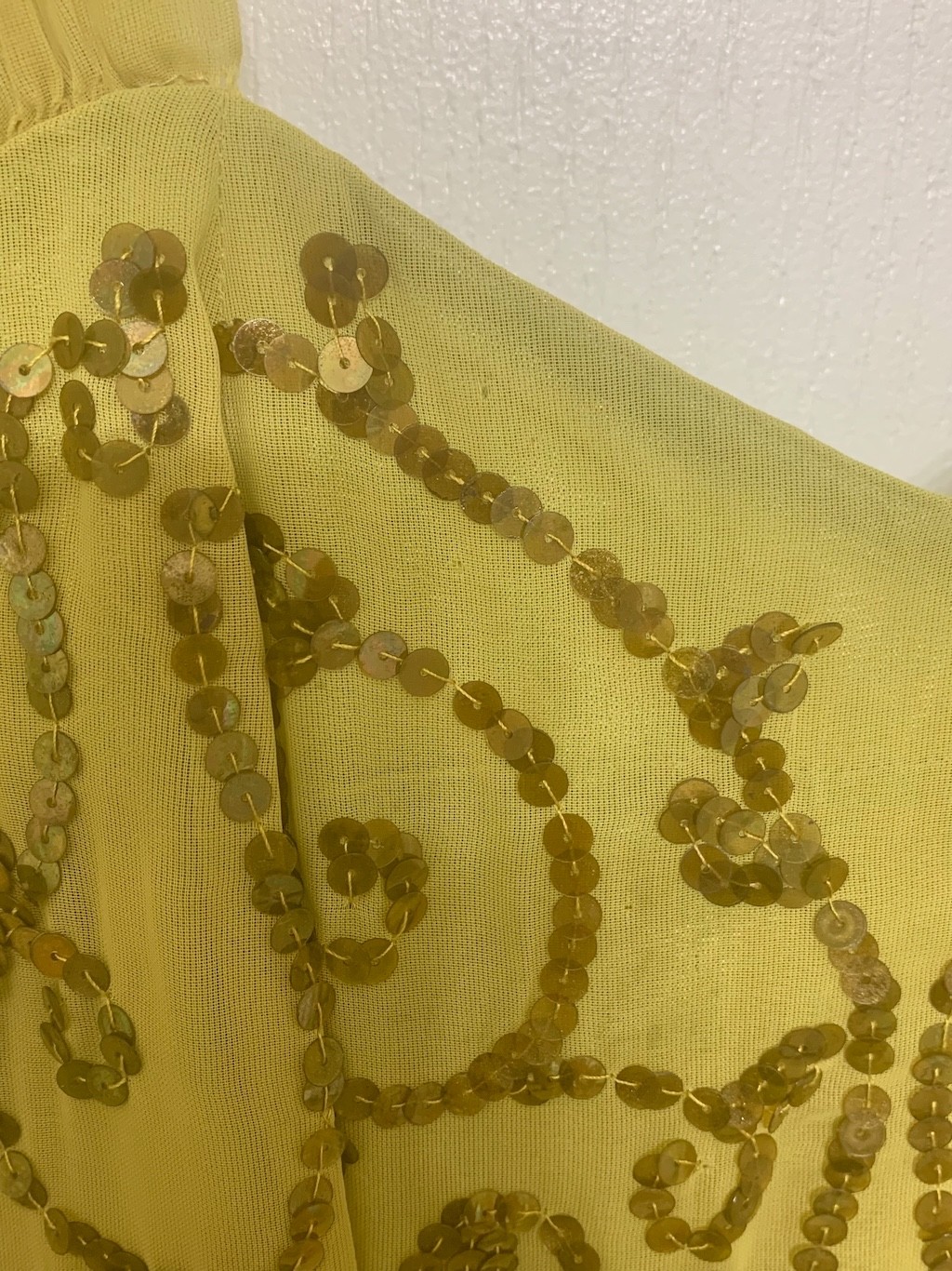 Vintage 1930s Princess Chartreuse green /yellow Chiffon & sequin Gown long Dress