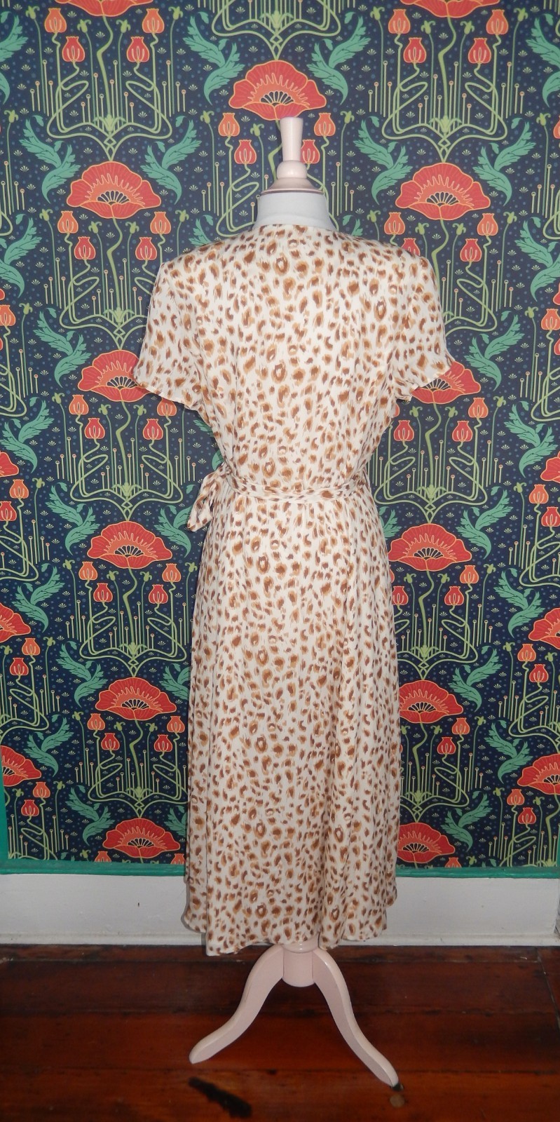 Vintage 90’s Y2K Spiegel Leopard Print Silk Wrap Midi Dress