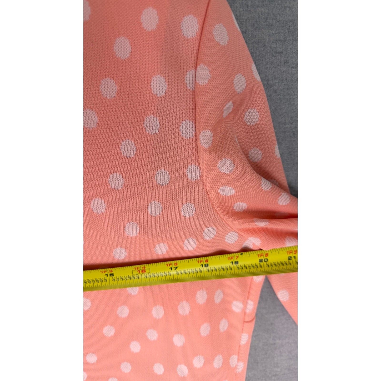 Vintage 1950s 60s Peach Polka Dot Dress and Cardigan Set Retro Mod 2 Piece