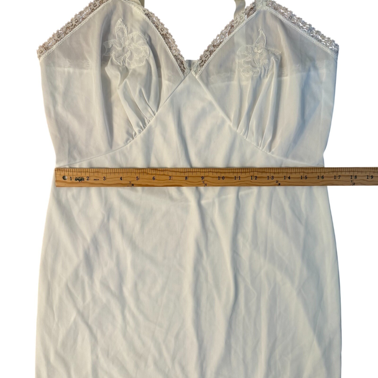 1960s Movie Star Full Slip White Nylon Tricot Lace Trim Sz Large USA