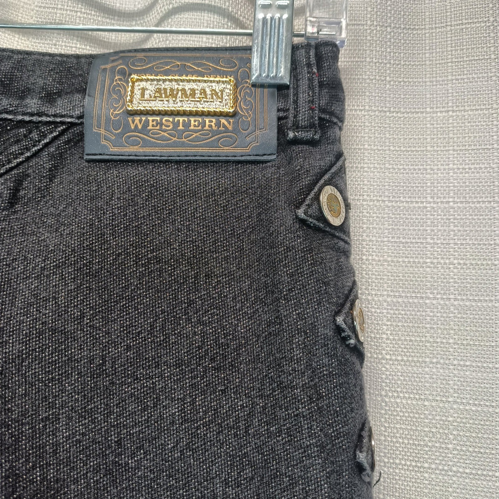 Lawman Western Jeans Womens 9 Vtg High Waisted Tapered Black Denim Metallic