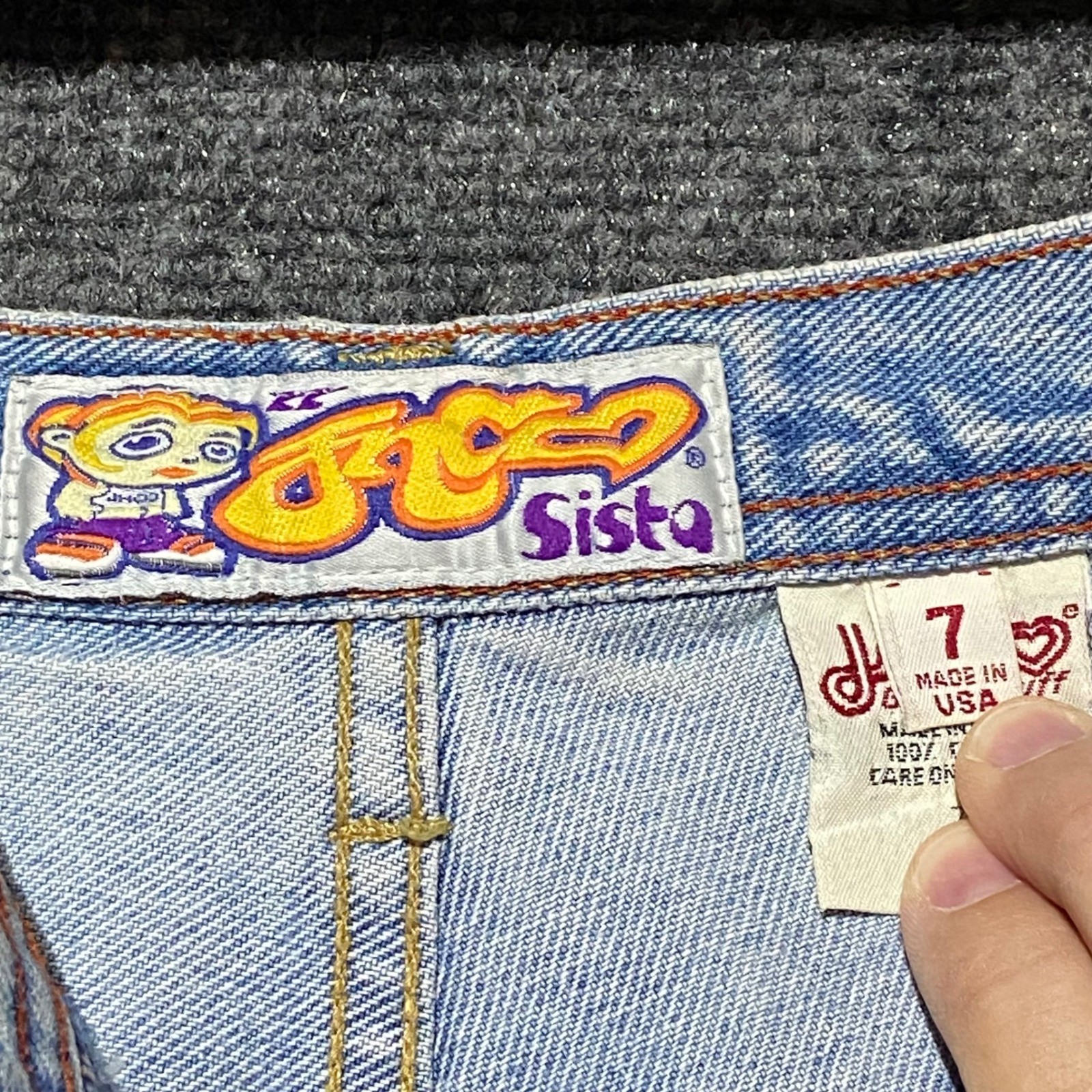 Vintage JNCO Sista Girlie Stuff Wide Leg Jeans Light Wash 90s Skater Size 7 USA
