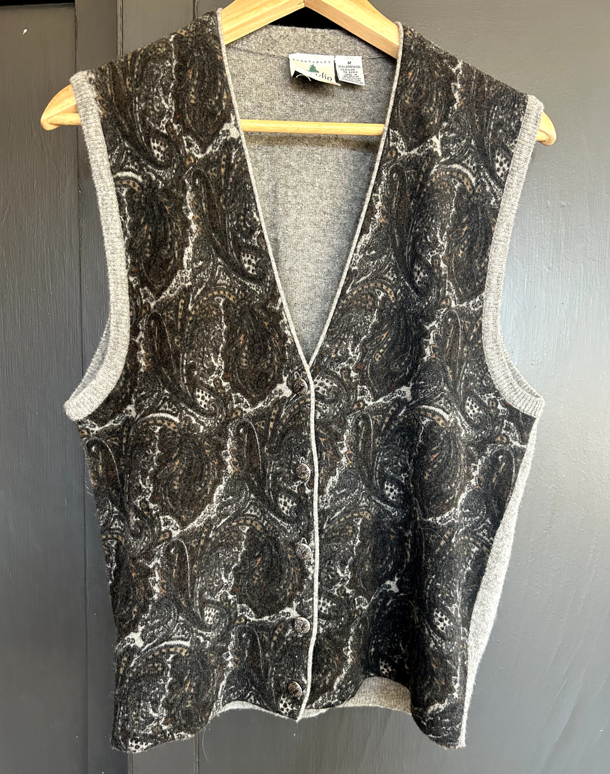 Vintage 90s Sportables Studio Lambswool Heritage Vest Hong Kong Dark Academia