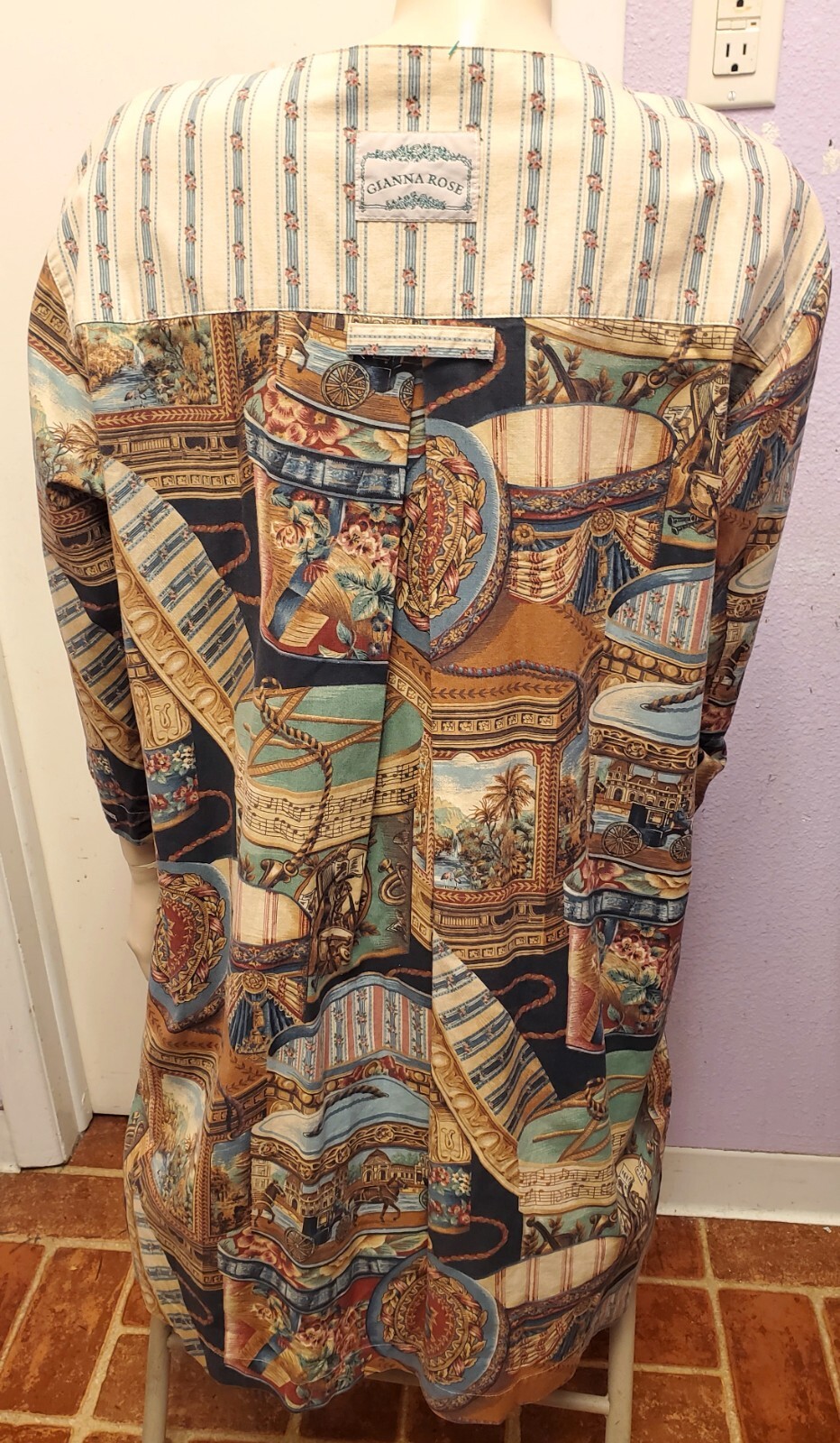 Vtg 1980s/1990s GIANNA ROSE Duster ARTISTS Gardening SMOCK Jacket One Size EUC