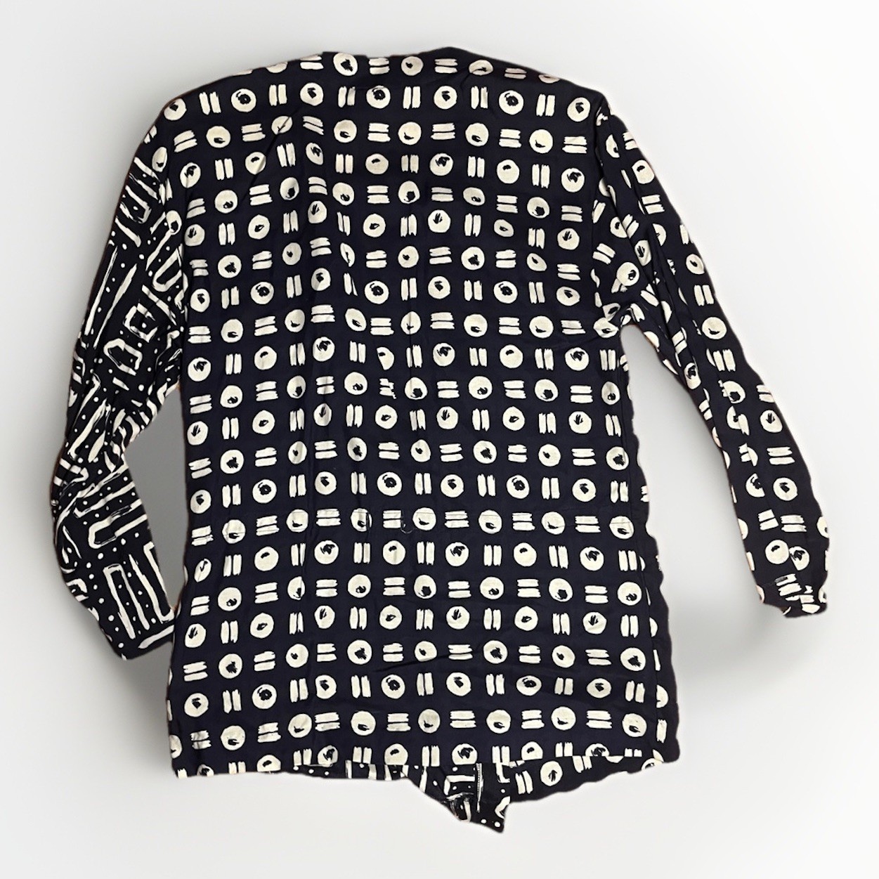 Vintage 60s Leslie Fay Button Coat Jacket Black And White Psychedelic Size 12