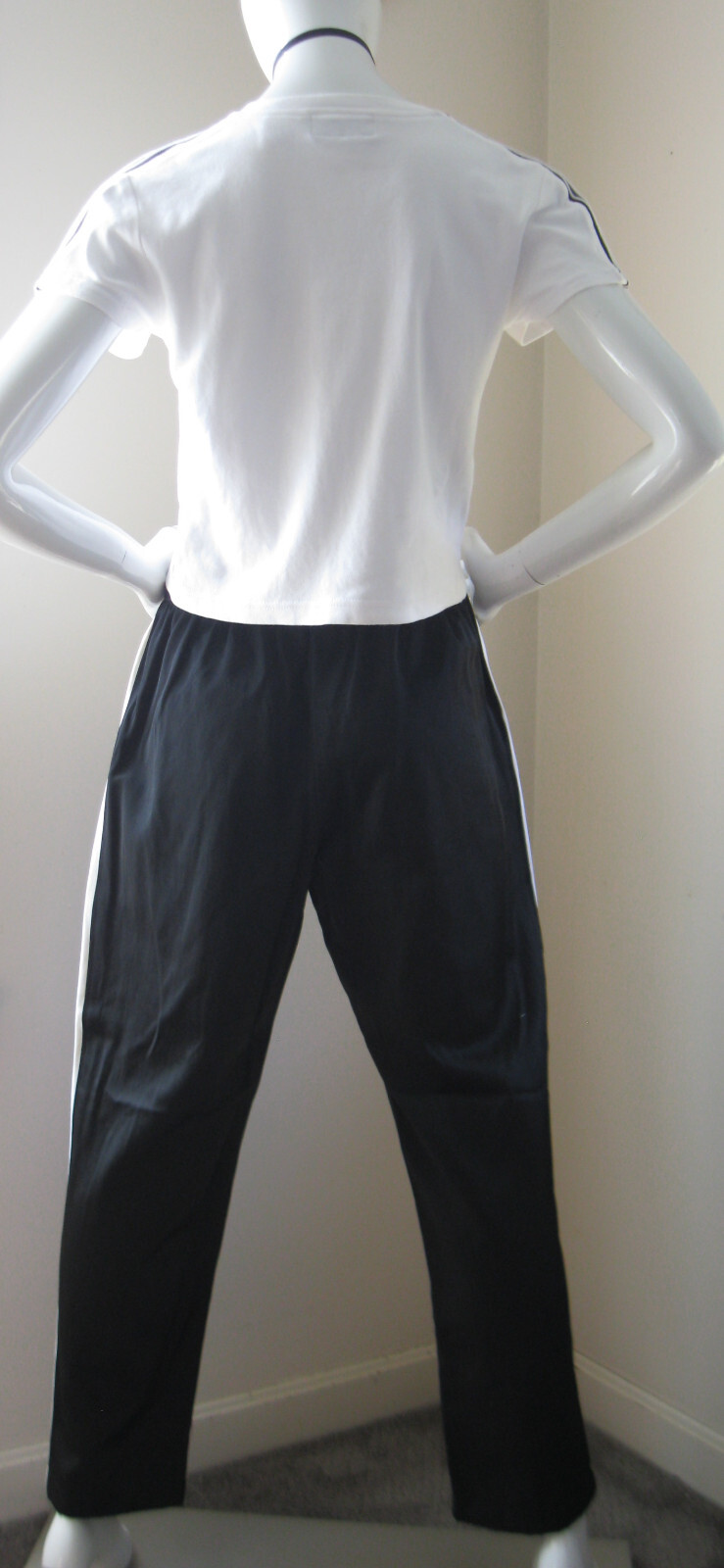 Vintage Tag Rag Pants Black w/white Stripe Size S Runs Large USA