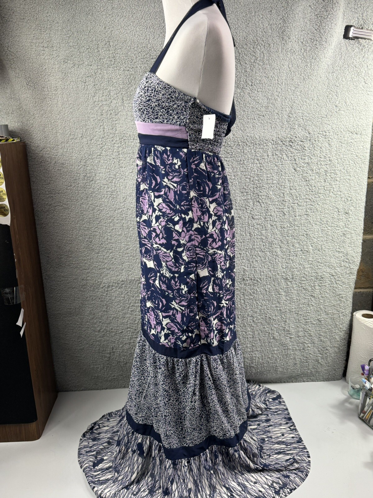 Charlotte Russe Maxi Dress Boho Hippie Floral Halter Tie Back Y2K 90’s S NWT VTG