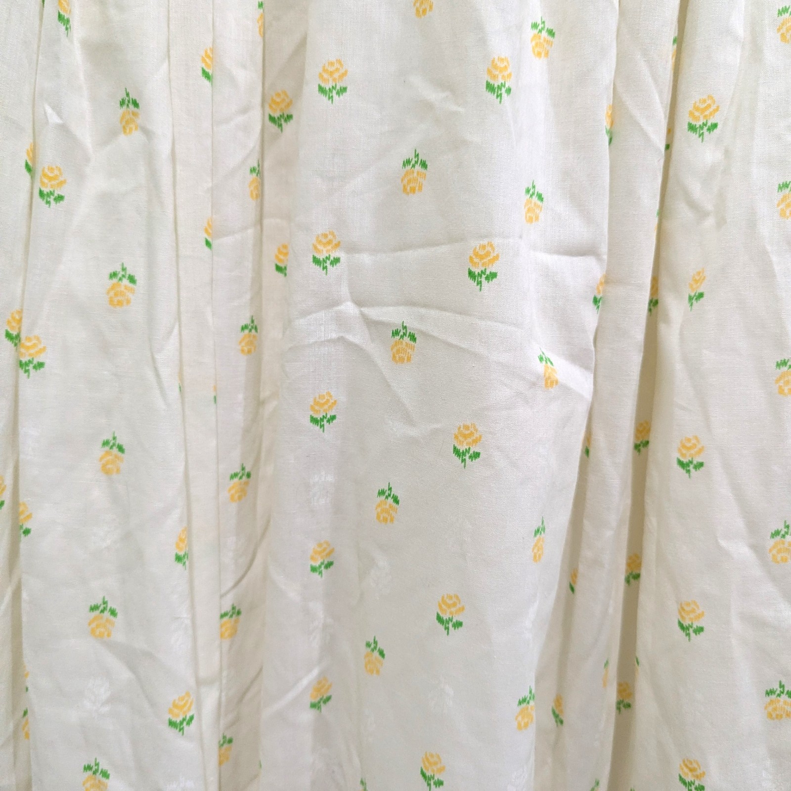 Vintage 70s White and Yellow Floral Prairie Maxi Dress