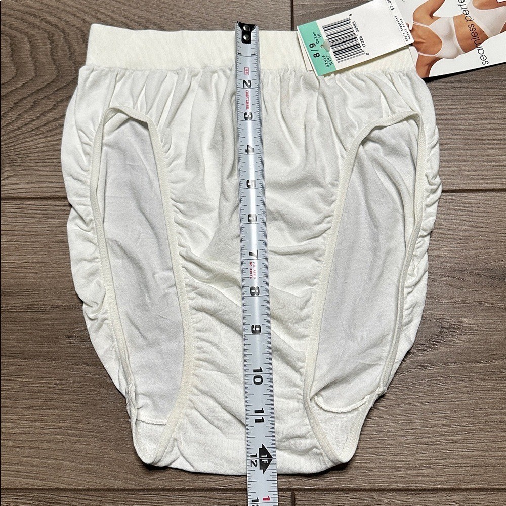 Vintage 90s High Waist High Cut Seamless Nylon Panty White By Dim Sz 8/9