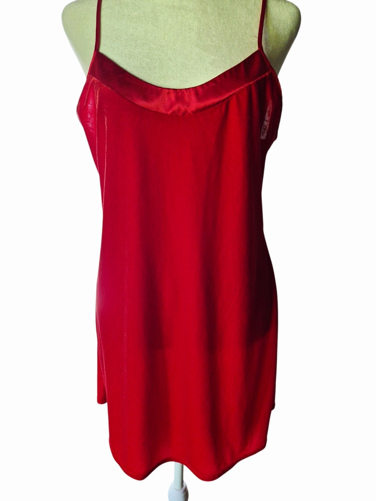 ​Vintage California Dynasty Red Velvet Velour Mini Slip Dress – Satin Trim – Sma