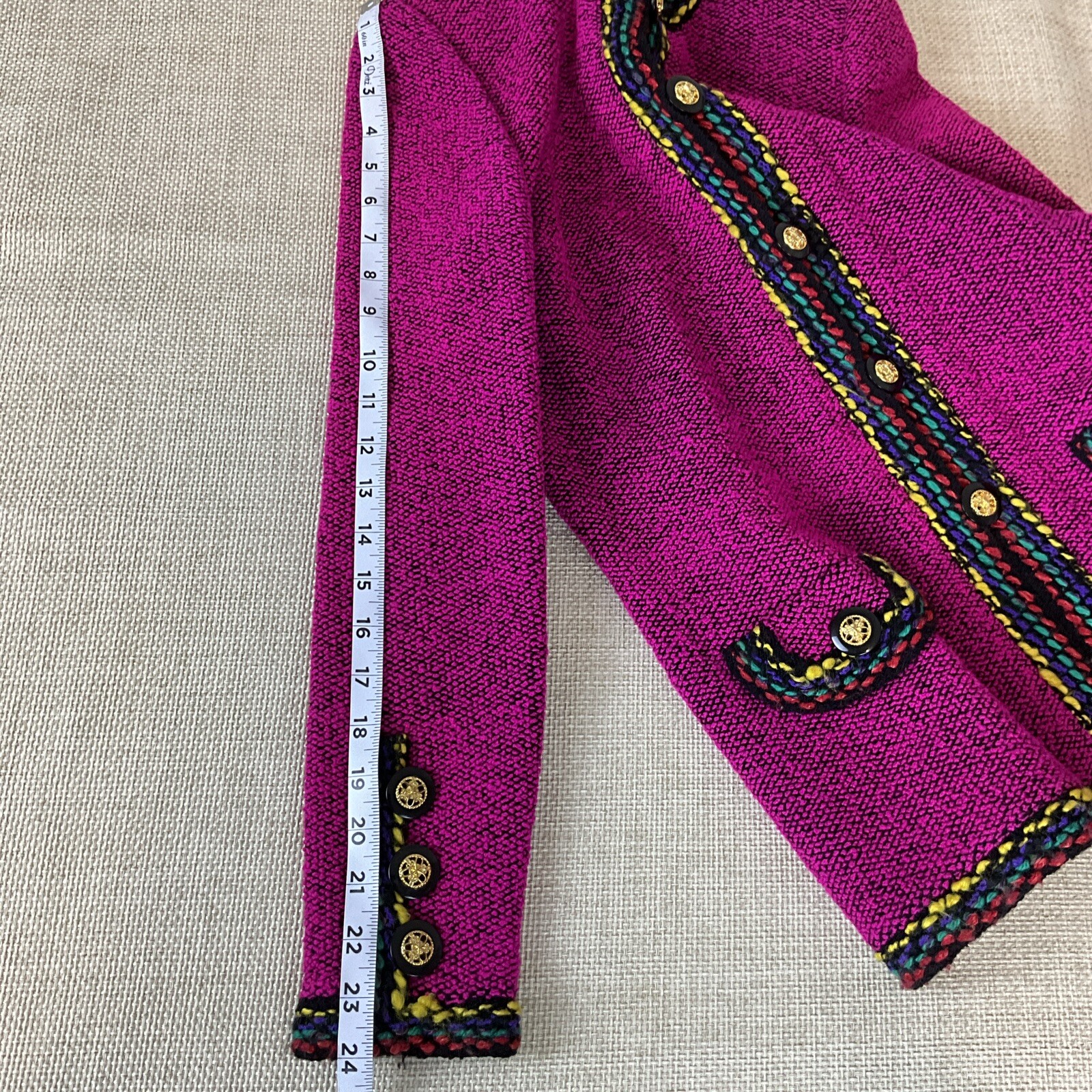 Vintage Raspberry Wool Women’s Blazer Jacket Coat Gold Button Accents