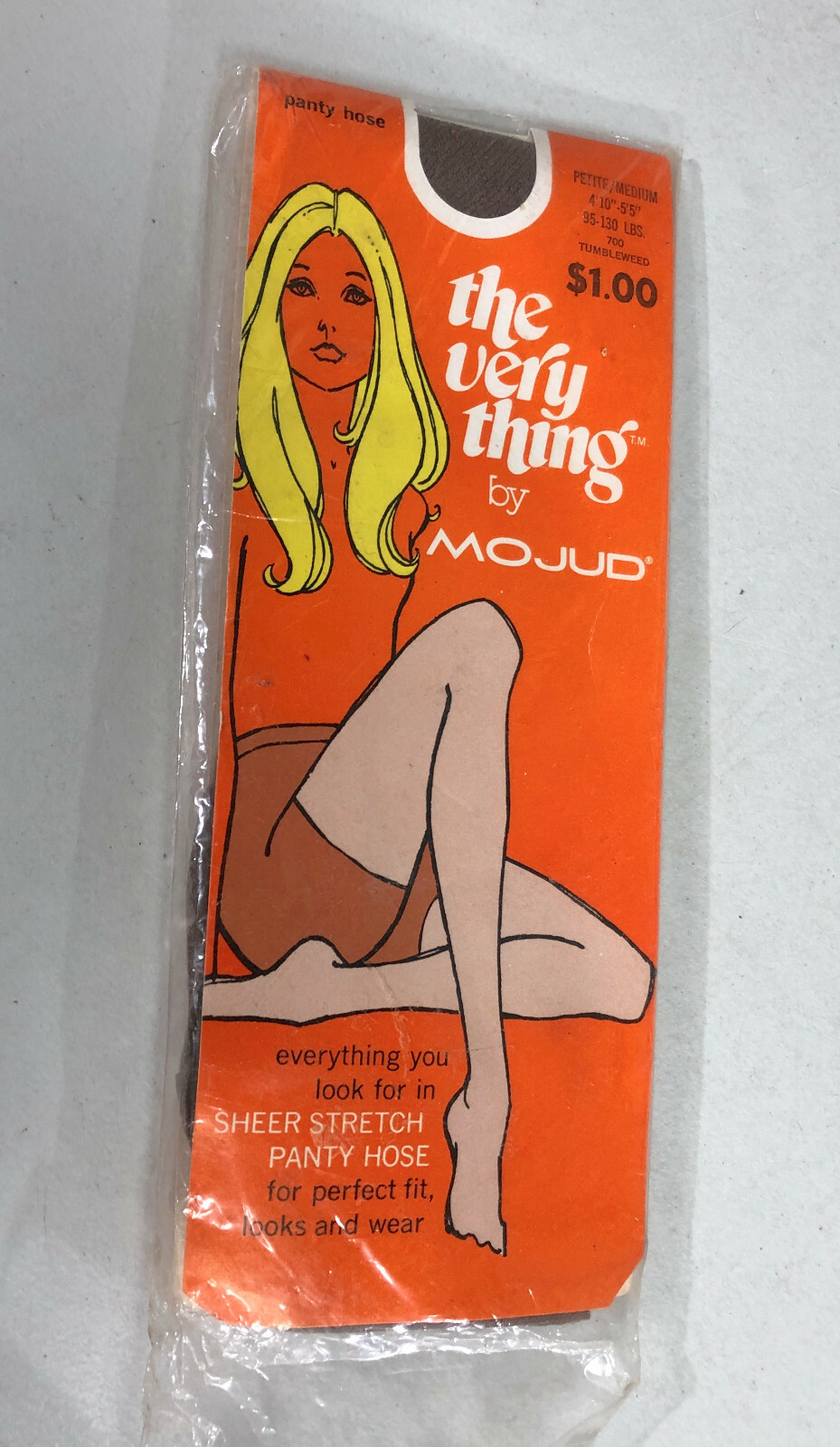 VTG Sheer Stretch Panty Hose MOJUD PETITE Medium #700 Tumbleweed