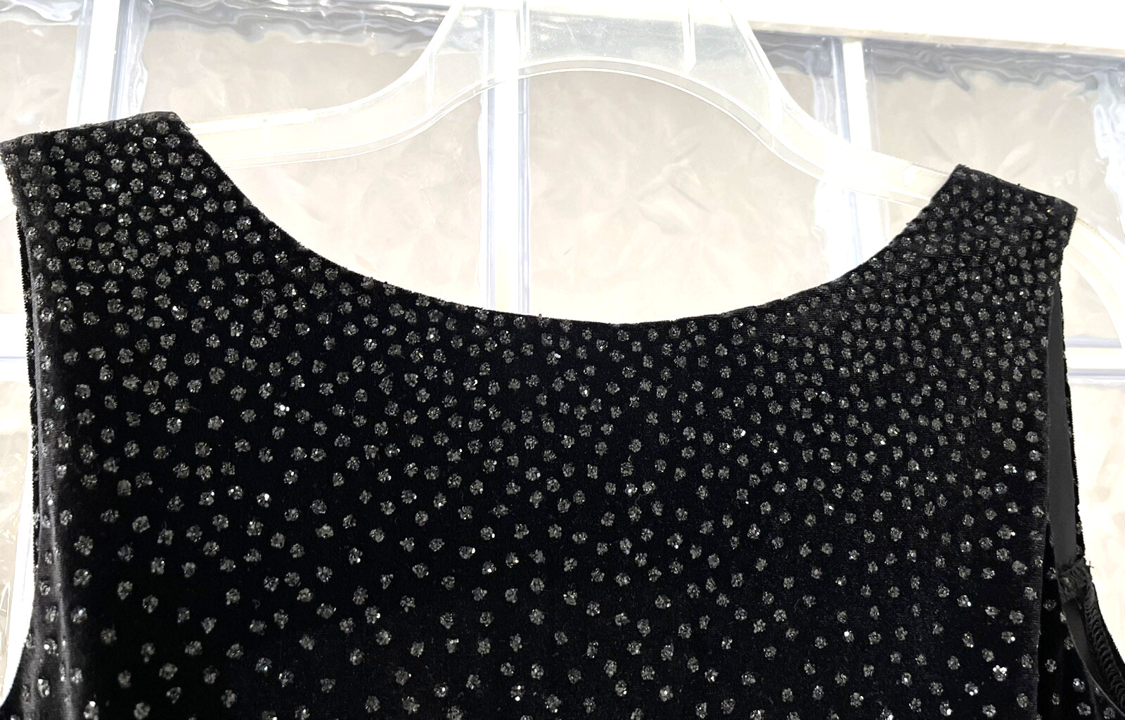 ROBBIE BEE NWT $69 Black Velvet Rhinestones Sleeveless Dress Stretch Size 10P