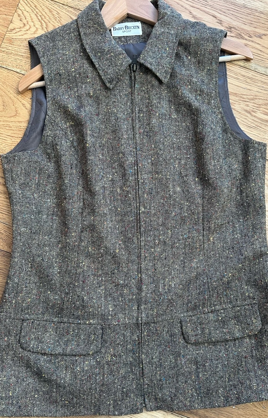 Barry Bricken Wool Silk mix Tweed Equestrian Blazer Vest Size 10 VTG