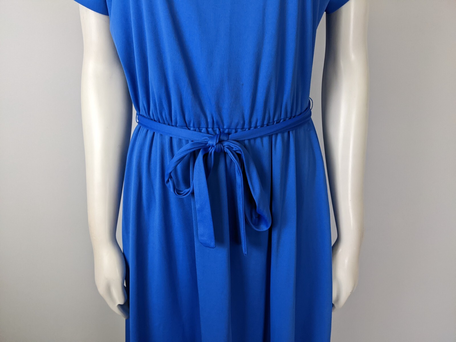 Vintage 70s Women’s Dress Size 12 Haband For Her Blue Belted Stretch Knit