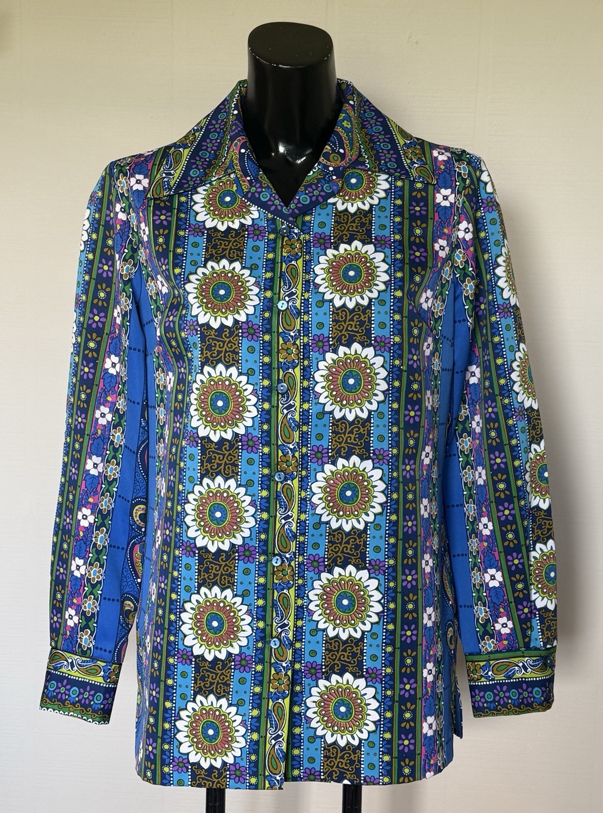 4 Vintage 1970s Alex Colman Act III Button Front Blouses Shirts Small/Medium