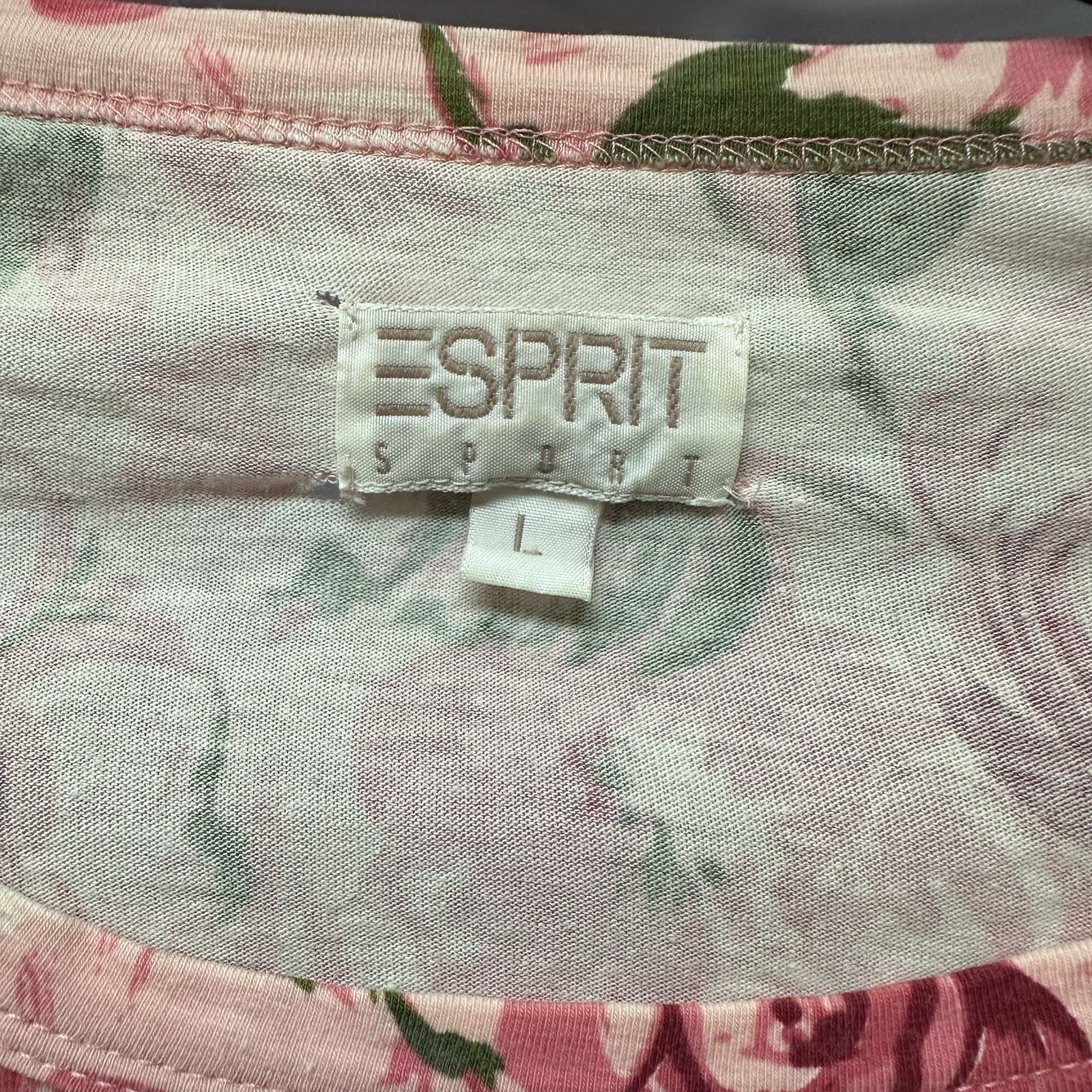Vintage 1980’s ESPRIT Sport Pink Rose Long Sleeve T Shirt Women’s Size L