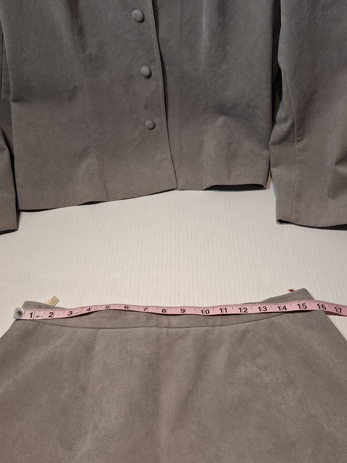 Vera Maxwell Original By Skinner Ultra Suede Suit Jacket & Skirt, Womans M, Grey