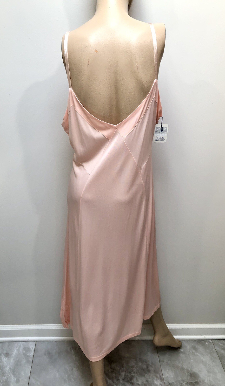 VTG 1940s *DEADSTOCK w/Tags Van Raalte ~ROSE PINK Rayon Knit SLIP DRESS Sz-42