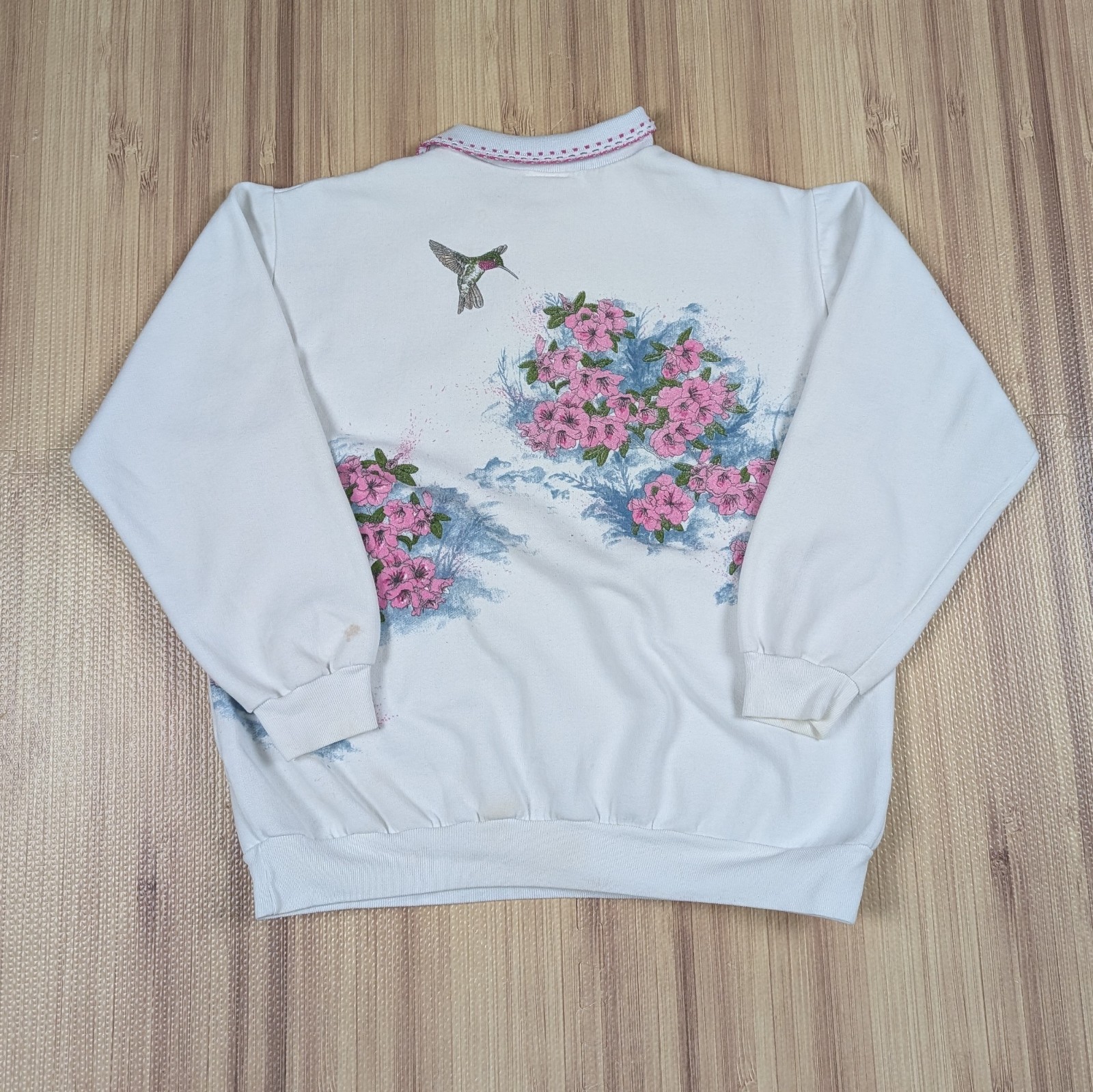 Vintage 90s Art Unlimited Hummingbird Sweatshirt Womens Size M/L Cute Cottage