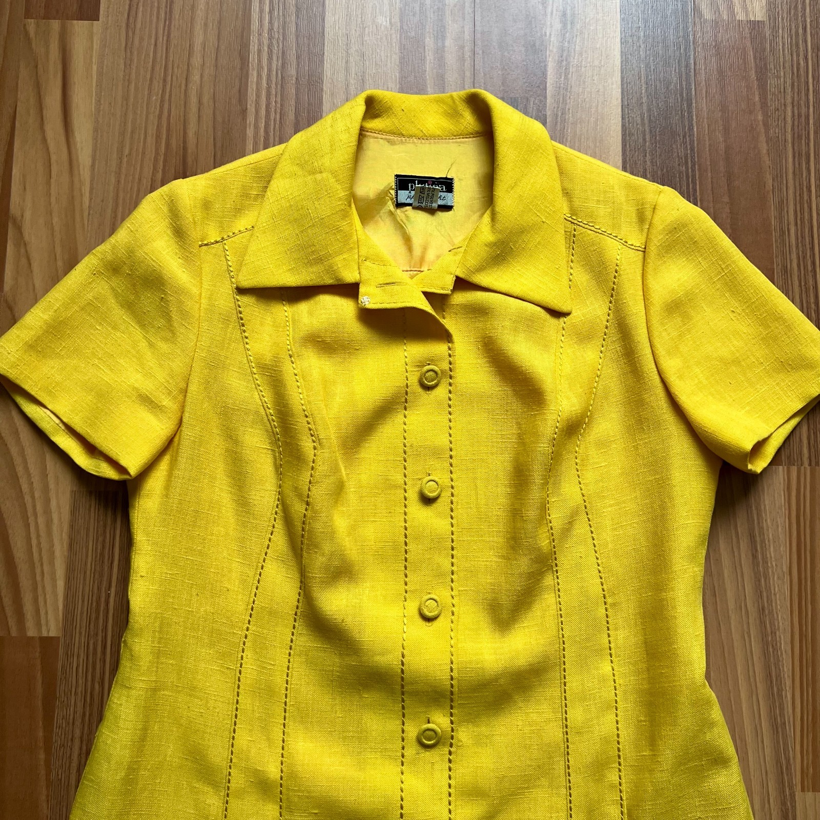 1970s Plus Size Mod Shirt Dress Button Front Aline Retro Midi Short Sleeves 46