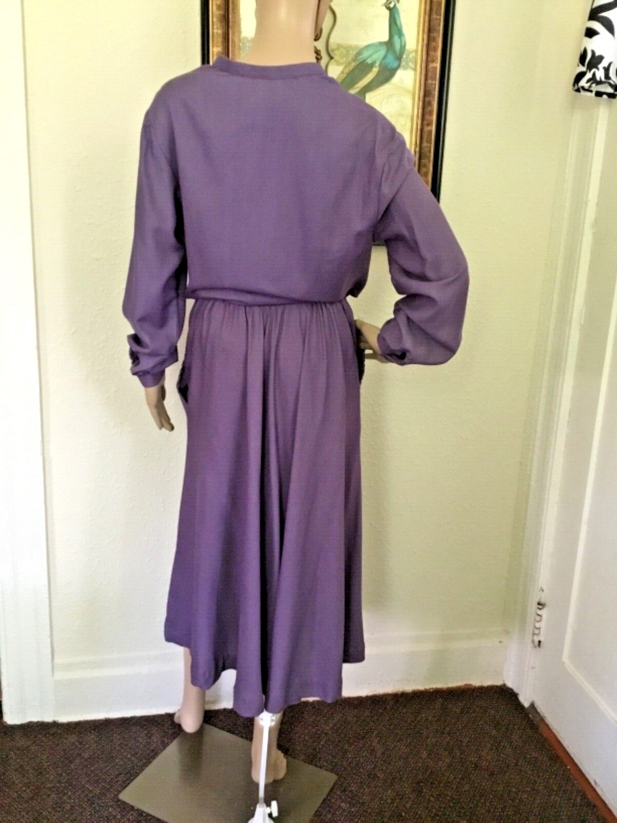 70’s Vintage Purple Boho Lace Ruffle Western Blouse Midi Skirt Set