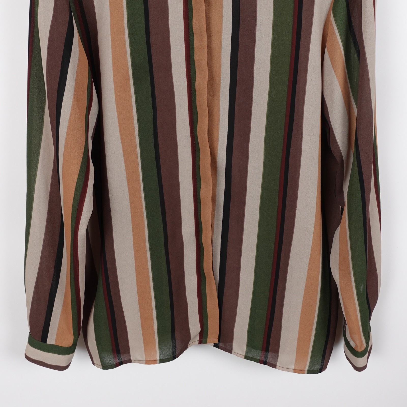 Vintage 70s Women’s Disco Shirt Striped Vertical Loubella Dagger Collar Large